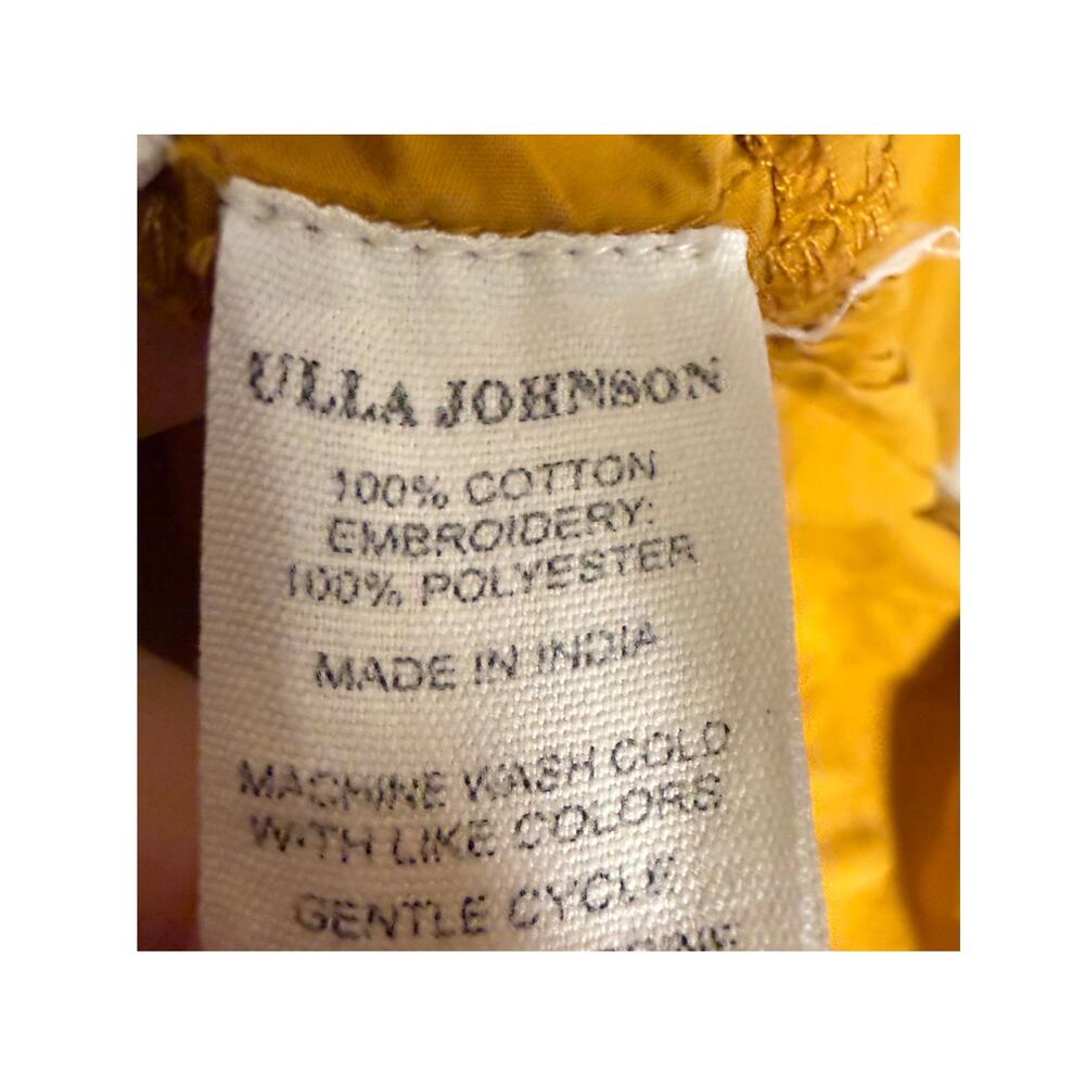 Ulla Johnson Claribel Ochre Yellow Gold Tiered Eyelet Accent Tassel Dress Sz. 6 - Picture 9 of 10
